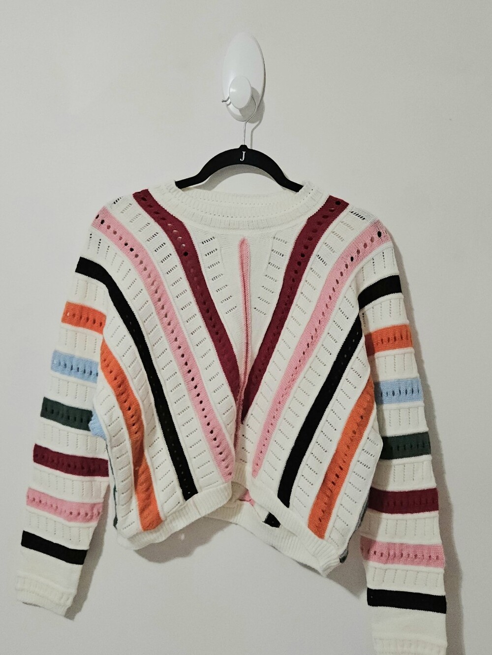 Women’s Open-Knit Striped Sweater - Multicolor Small